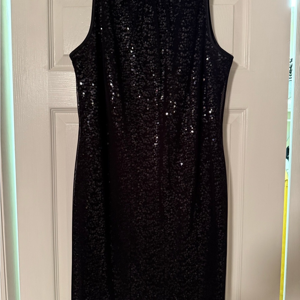 Evan Picone Black Sequin Midi Dress